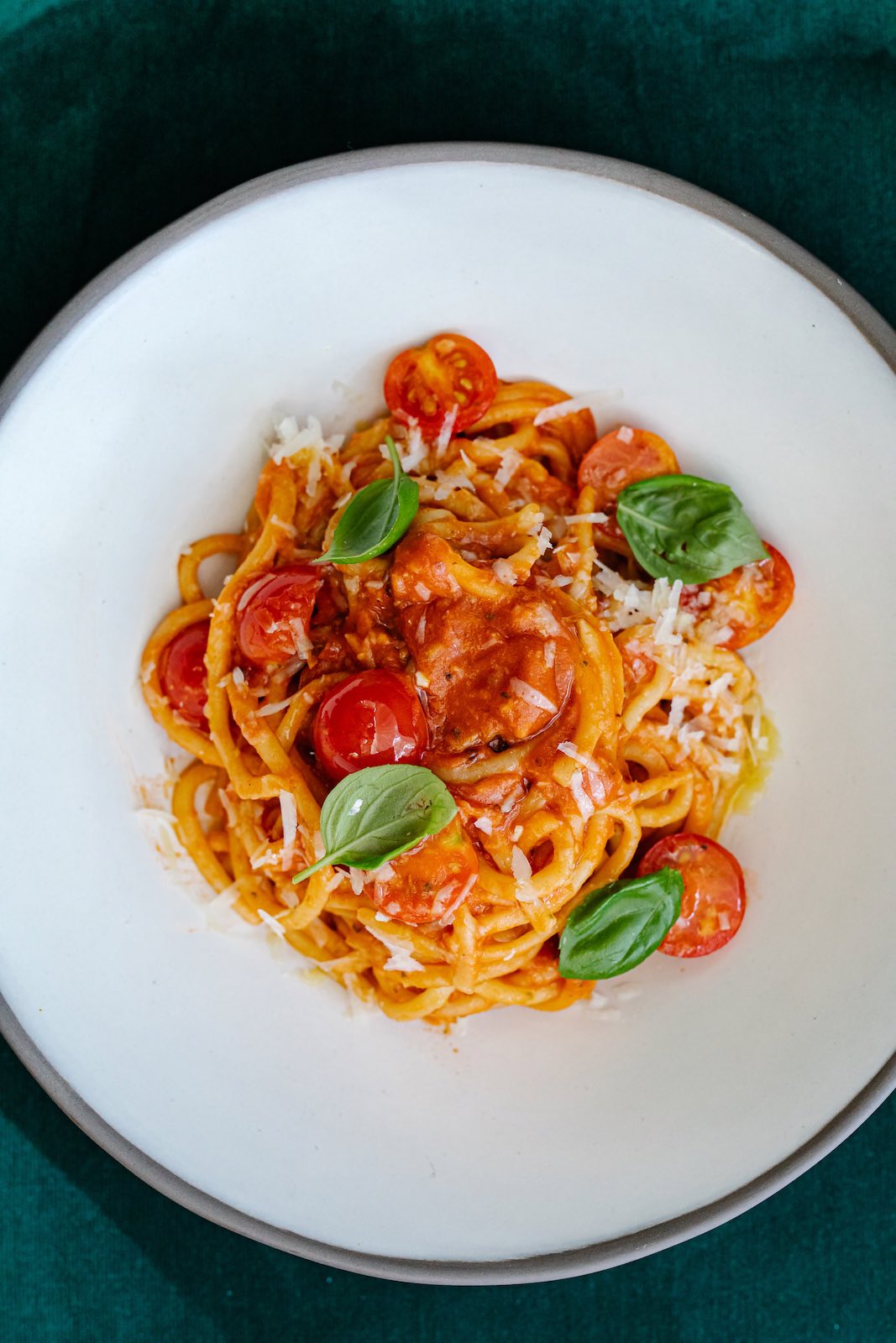 Calabrian chile adds a zip to the bucatini alla Amatriciani at Osteria Georgi